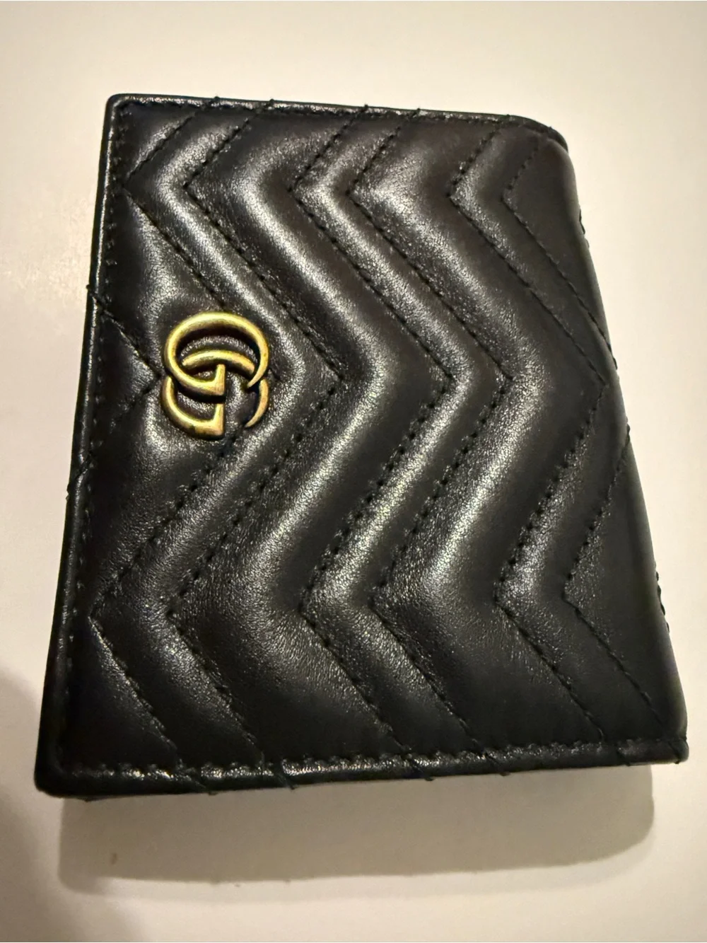 Gucci GG Marmont Matelassé Leather Card Case Wallet Black